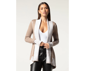 Huntress Greige Drape Front Cardigan Uptown Exclusives