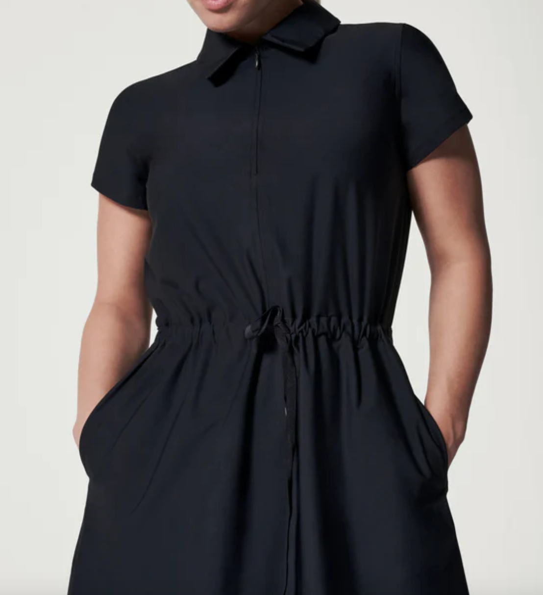 Spanx Sunshine Dress Black UPF 50+ Drawstring Waist and Pockets