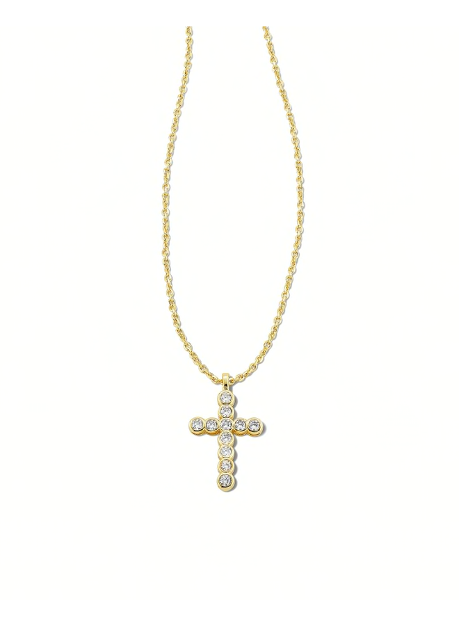 Cross Crystal Pendant Necklace White Crystal