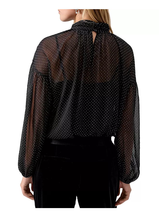 Sheer Volume Metallic Blouse