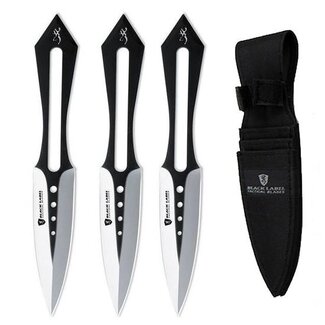 Browning Browning Black Label Stick-It Throwing Knife Set 4" Spear Point Stainless Steel Blade Hourglass Handle Satin Finish Black 320122BL
