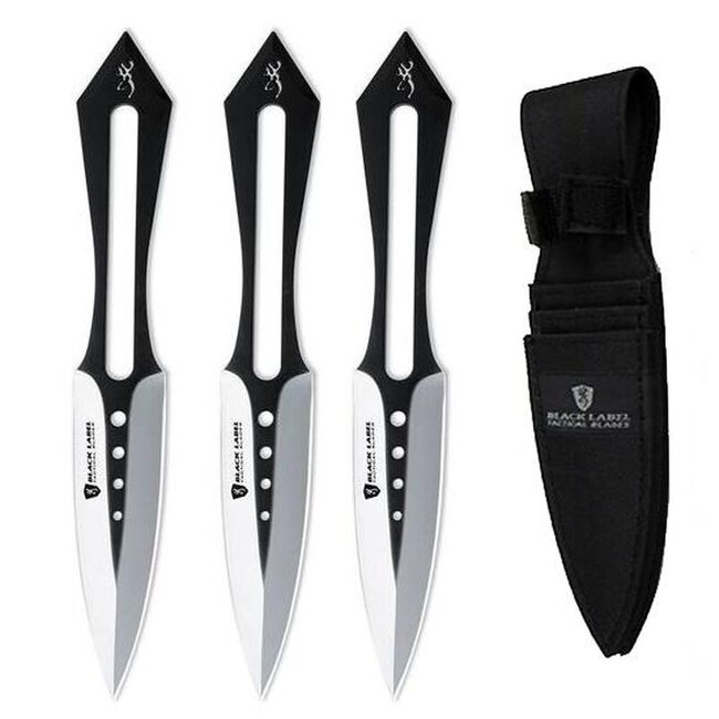 Browning Browning Black Label Stick-It Throwing Knife Set 4" Spear Point Stainless Steel Blade Hourglass Handle Satin Finish Black 320122BL