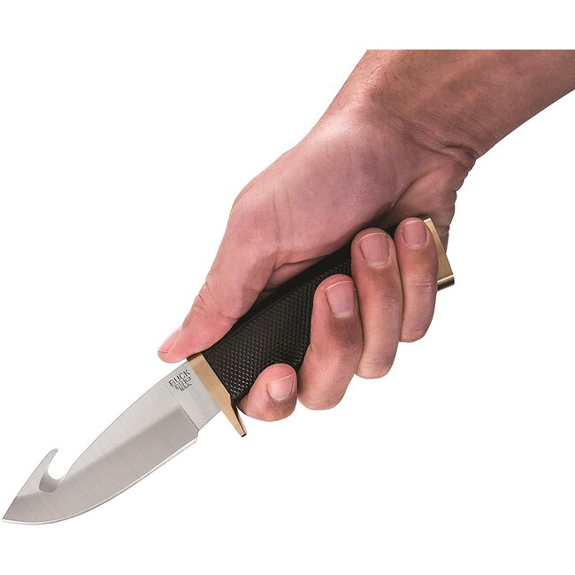 Buck Buck 691 Zipper-R Fixed Blade Hunting Knife 4.125" 420HC Stainless Steel Drop Point Gut Hook Blade Rubber Handle Black with Nylon Sheath