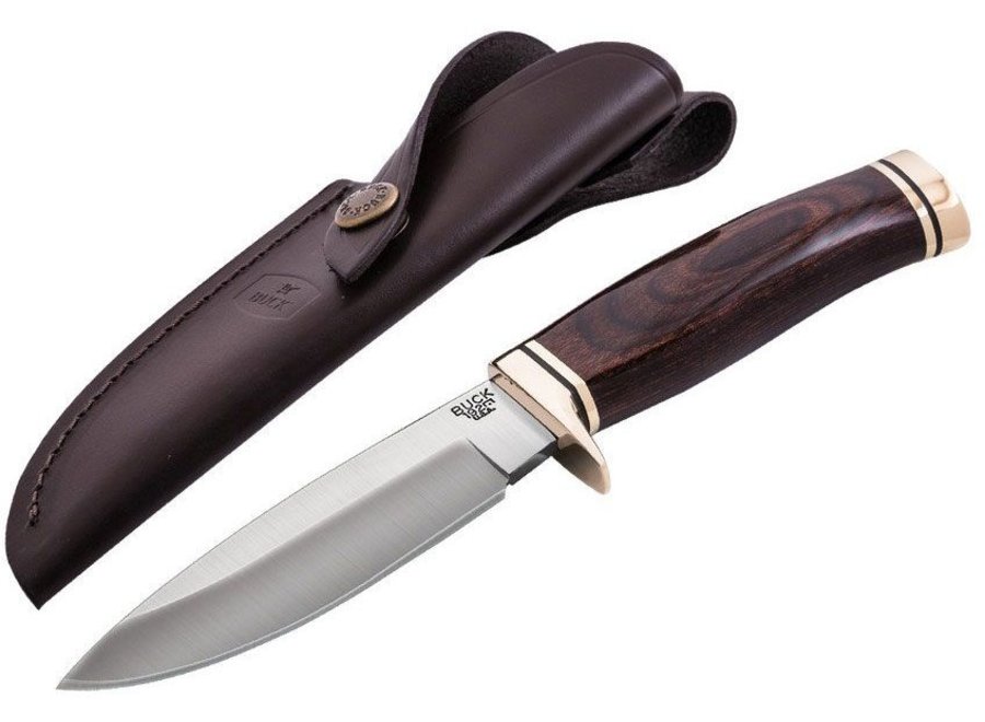 Buck 192BRS Vanguard Fixed 4.25" Blade, Heritage Walnut Handles, Leather Sheath - 2584