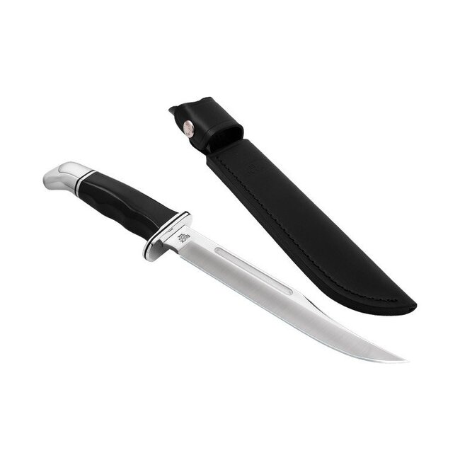 Buck Buck Knives 120 General 0120BKS - 7.375" Plain Edge 420HC Blade - Black Phenolic Handle - Black Leather Sheath
