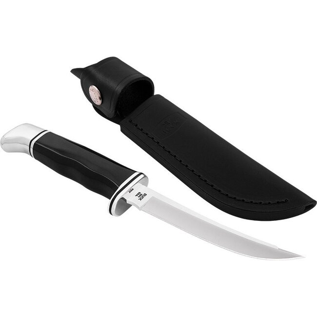Buck Buck Knives 118 Personal 118BKS - 4.5" Plain Edge 420HC Blade - Black Phenolic Handle w/Aluminum Guard & Pommel - Black Leather Sheath