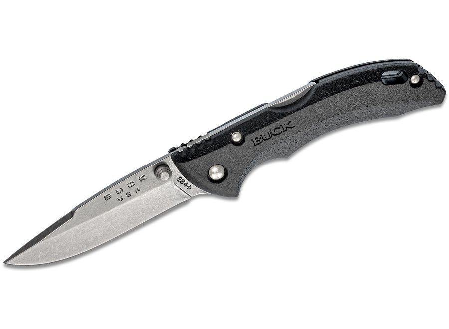 Buck Bantam BBW Folding 2-3/4" Plain Satin Blade, Black Thermoplastic Handles