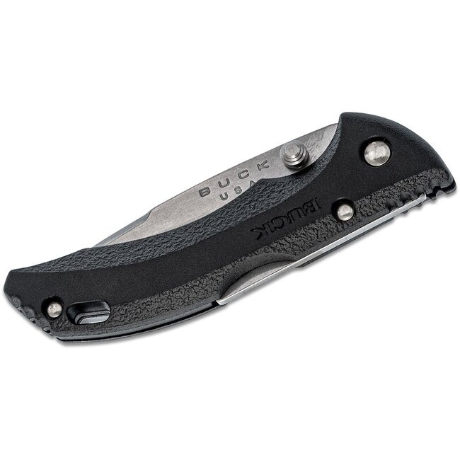 Buck Buck Bantam BBW Folding 2-3/4" Plain Satin Blade, Black Thermoplastic Handles