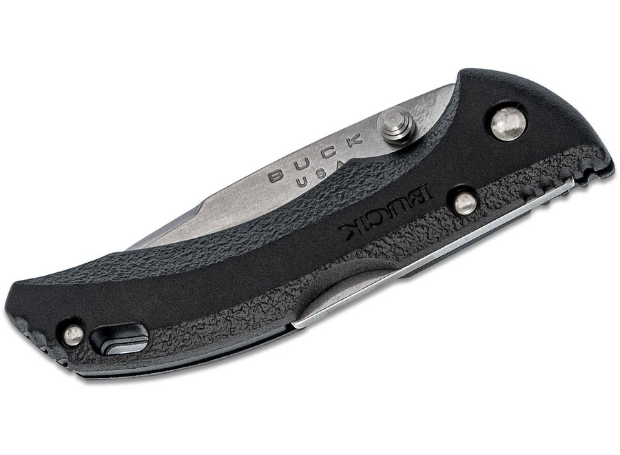 Buck Bantam BBW Folding 2-3/4" Plain Satin Blade, Black Thermoplastic Handles