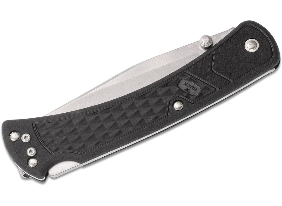Buck 110 Slim Select Folding Hunter 3.75" Plain Blade, Black GFN Handles, Deep Carry Pocket Clip