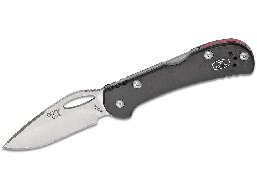 Buck 726 Mini SpitFire Folding Knife 2.75" Satin Plain Blade, Black Anodized Aluminum Handles