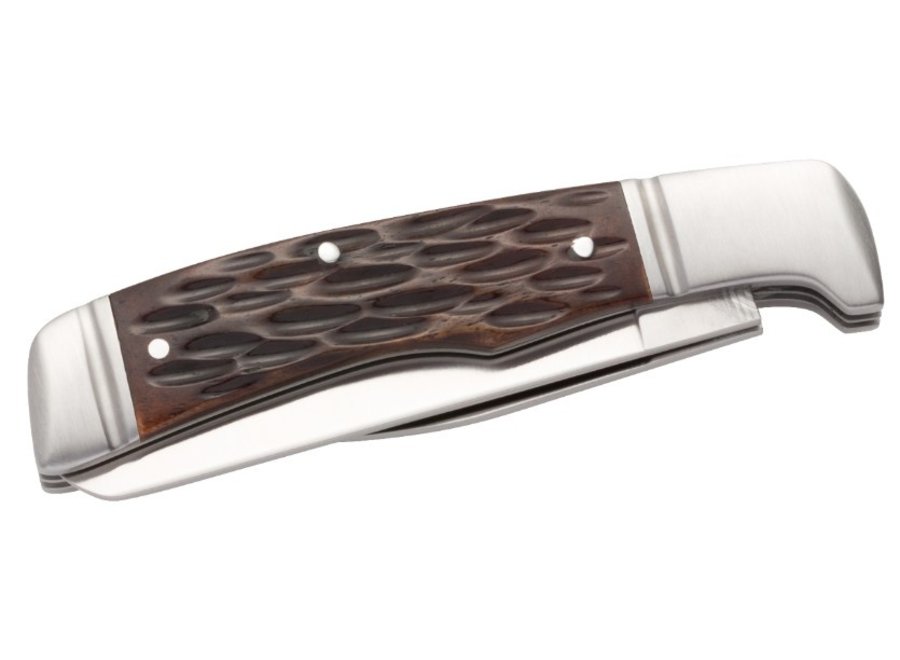 Browning 3220012 Joint Venture 2" 8Cr13MoV Stainless Steel Drop Point/Spay Point Brown Jigged Bone