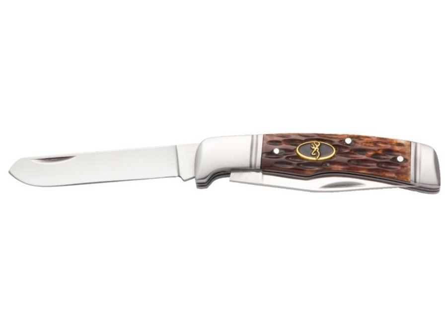 Browning 3220012 Joint Venture 2" 8Cr13MoV Stainless Steel Drop Point/Spay Point Brown Jigged Bone