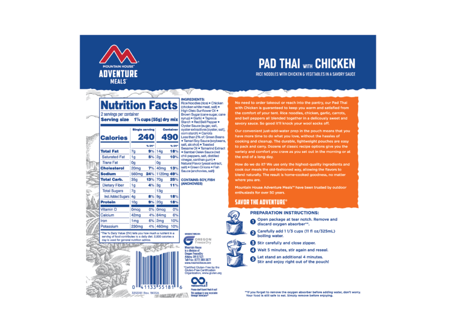 Mountain House Pad Thai w/Chicken Gluten Free