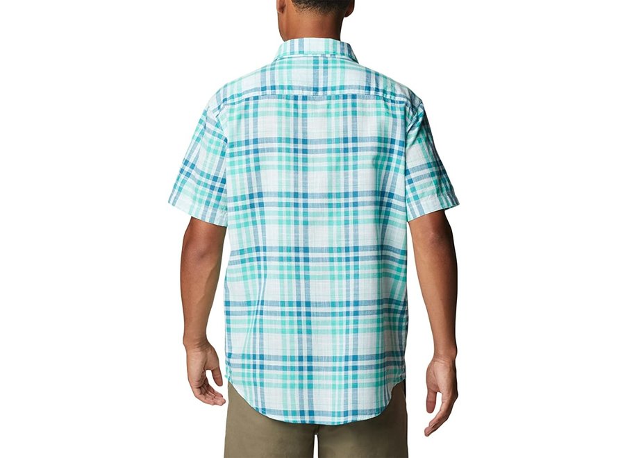 Columbia Under Exposure™ YD Short Sleeve Shirt - Electric Turquoise Madras Gingham Medium
