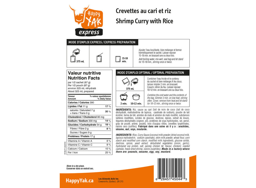 Happy Yak Freeze Dried Various Meals Mountain Man Outdoors