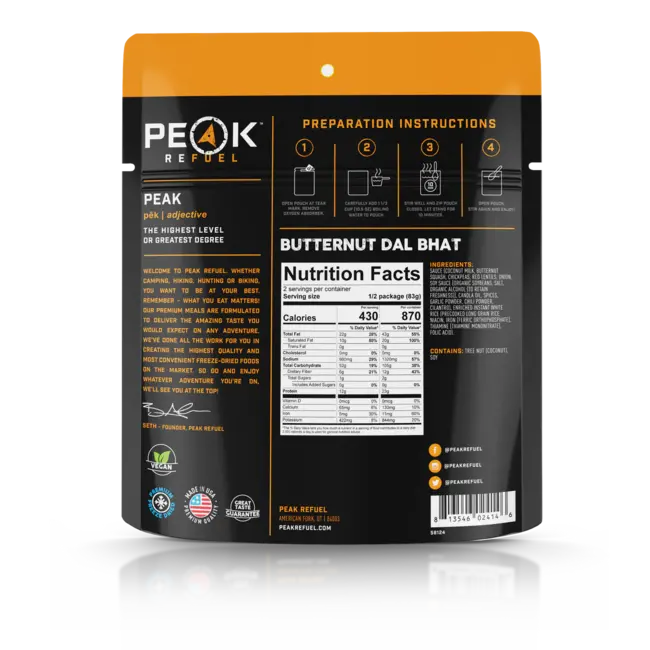 PEAK REFUEL Peak Refuel Butternut Dal Bhat