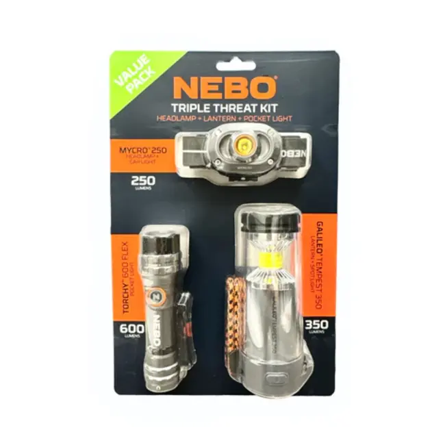 NEBO Triple Threat Kit (Headlamp, Lantern, Pocket Light)