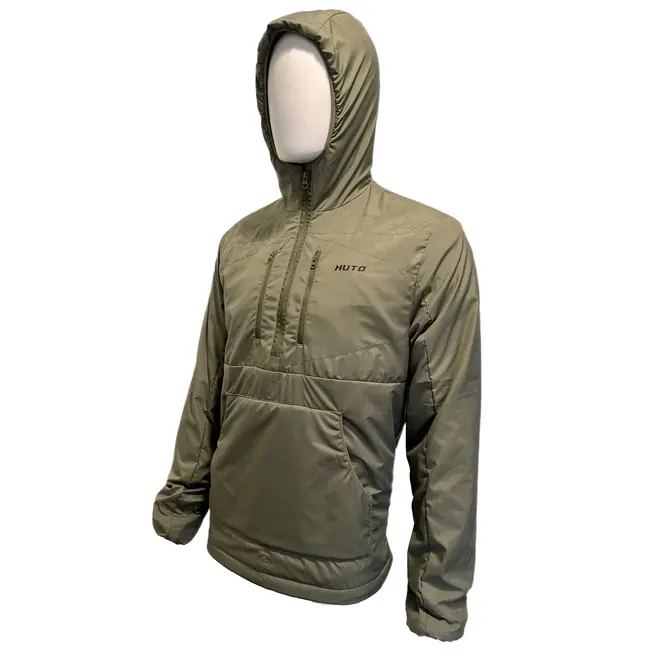 HUTO Fuzzy Fleece Hoodie Olive Green