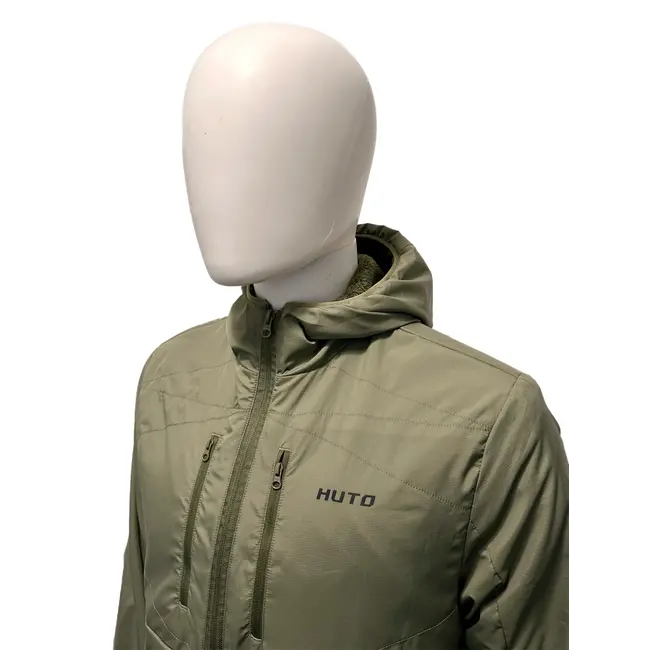 HUTO Fuzzy Fleece Hoodie Olive Green