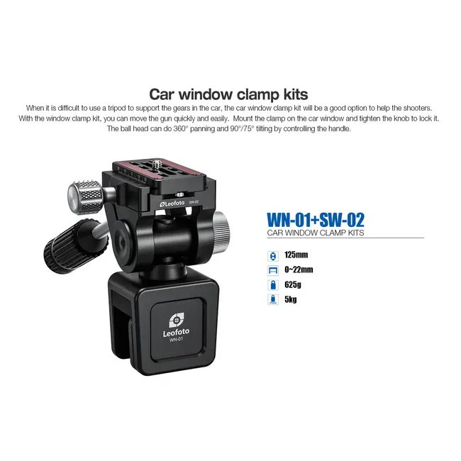 Leofoto WM-01+SW-02 Car Window Clamp Kits