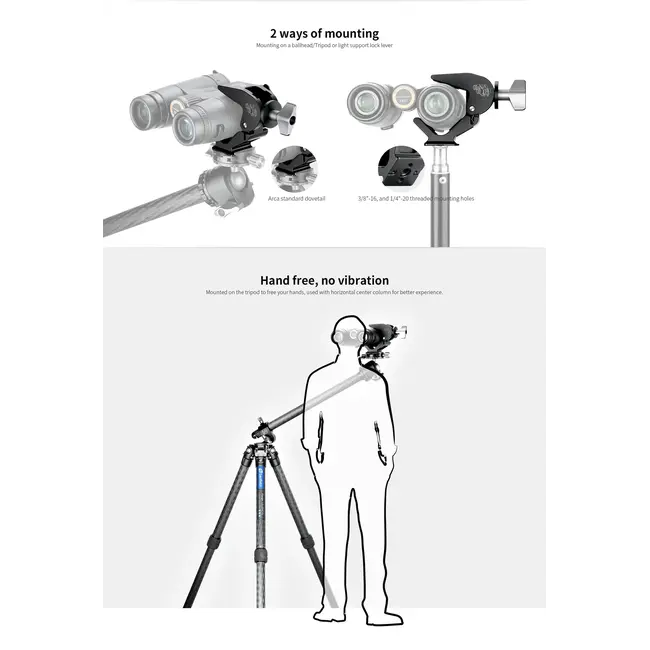 Leofoto BC-02 Binoculars Adapter/ARCA Style Dovetail 28-60mm
