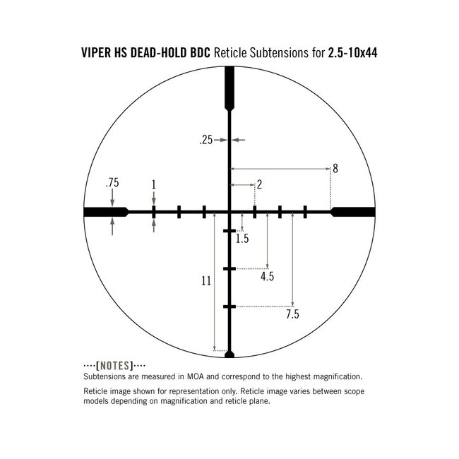 Vortex Vortex Viper HS Riflescopes 2.5-10x44MM Dead-Hold BDC MOA