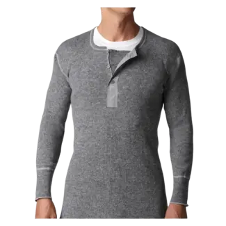 Stanfield's Stanfield's 1315GL Men's Heritage Fleece Lined Heavy Weight Wool Henley Grey