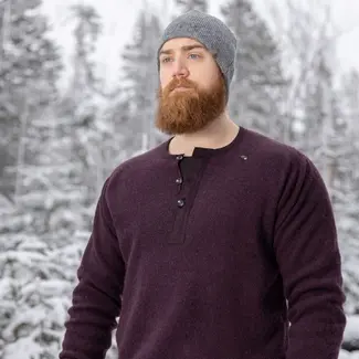 Stanfield's Stanfield's 1315GL Men's Heritage Fleece Lined Heavy Weight Wool Henley Purple Leaf