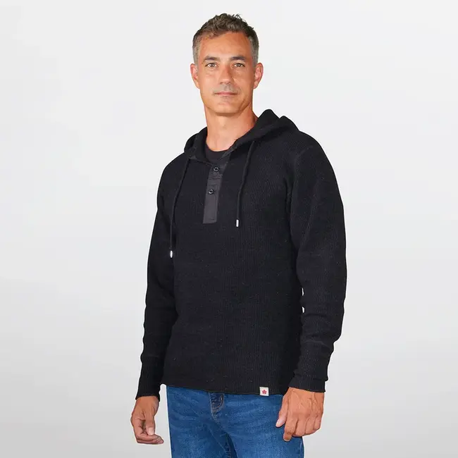 Stanfield's Stanfield's 1329 Men's Heavy Weight Wool Henley w/Hood Black