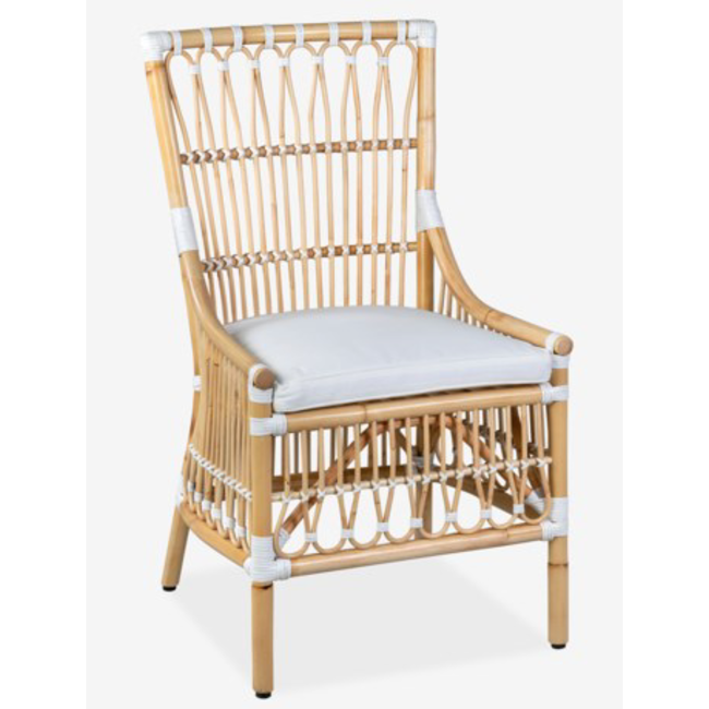 Rattan Dining Chair, Natural/White