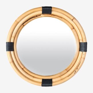 Marina Round Rattan Mirror Navy, 24"