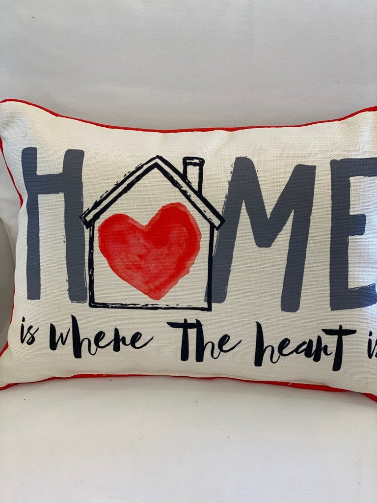 Pillow w/piping & Fabric, Home is Where Heart Is