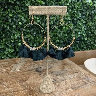 Tassel Gold Hoop w/ Beads Earring