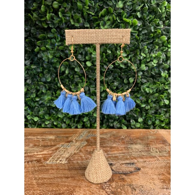 Tassel Gold Hoop w/ Beads Earring