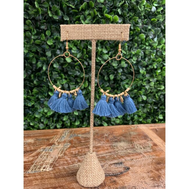 Tassel Gold Hoop w/ Beads Earring