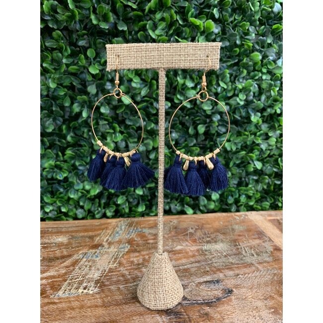 Tassel Gold Hoop w/ Beads Earring