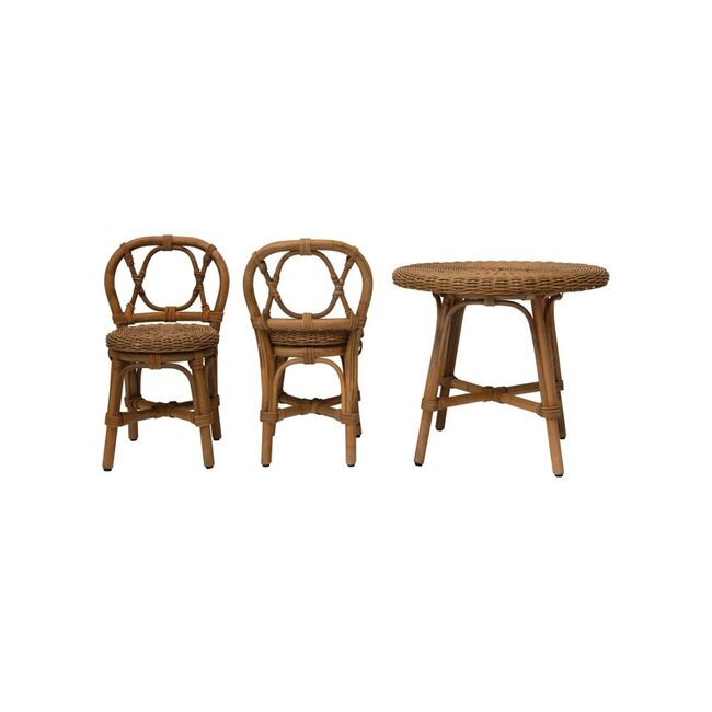 Child Rattan Table & 2 Chairs, S/3