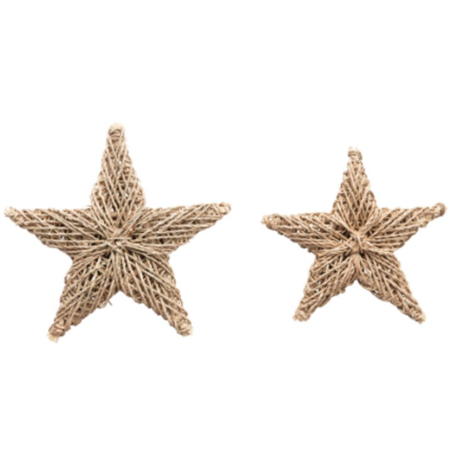 Hand-Woven Seagrass Star Ornaments, Natural