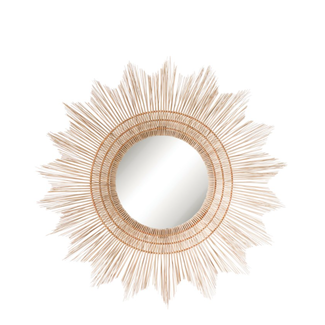 Round Wicker Sunburst Mirror, 40"