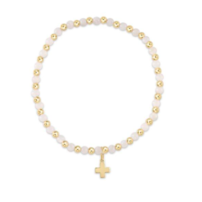 Gold Grateful 3mm Bead Bracelet Cross -