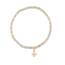 Gold Grateful 3mm Bead Bracelet Cross -