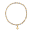 Gold Grateful 3mm Bead Bracelet Cross -