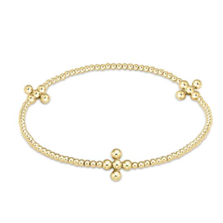 Signature Cross Gold 2mm Bead Bracelet