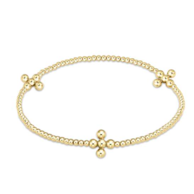 Signature Cross Gold 2mm Bead Bracelet