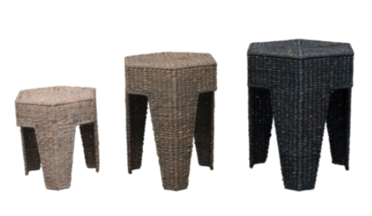 Hand-Woven Water Hyacinth and Nesting Tables