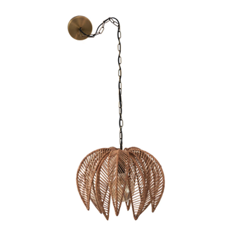 Metal and Wicker Palm Tree Pendant Lamp