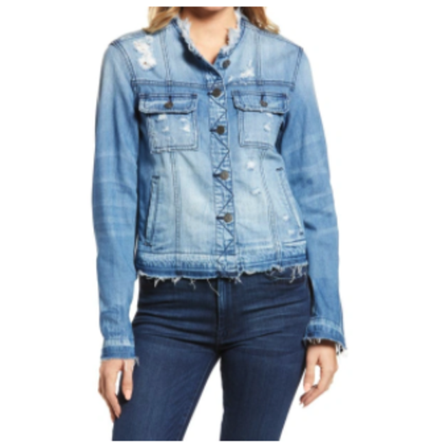 Collarless Denim Jacket