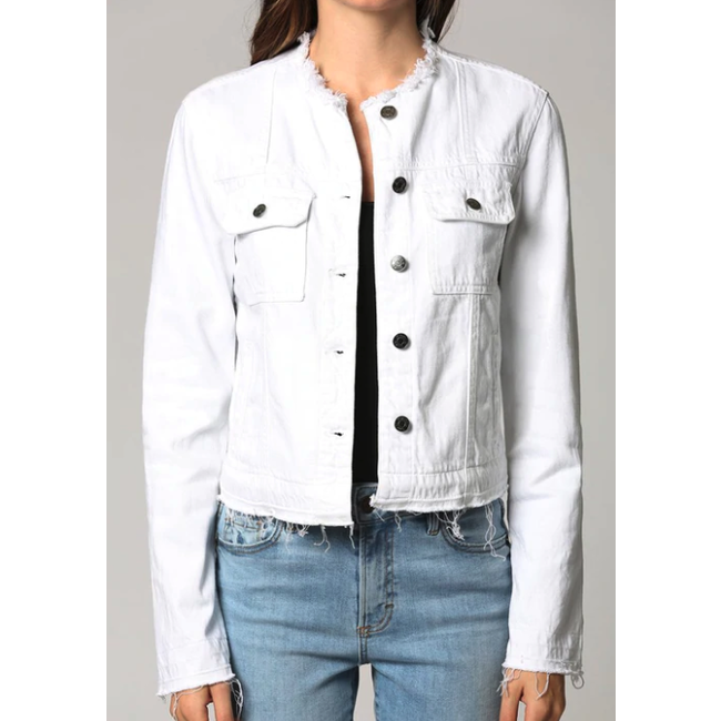 Collarless Denim Jacket