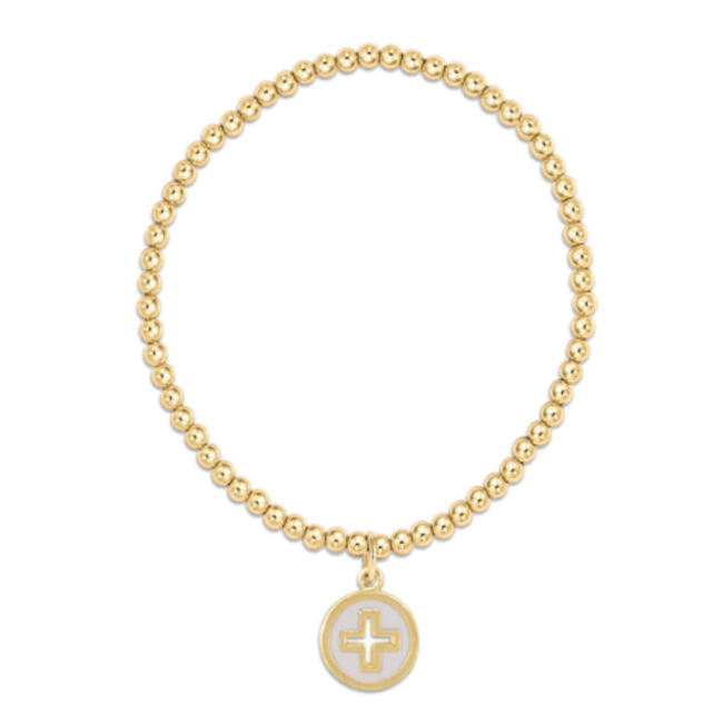 Classic Gold 3mm Bead Bracelet - Signature Cross Gold Disc